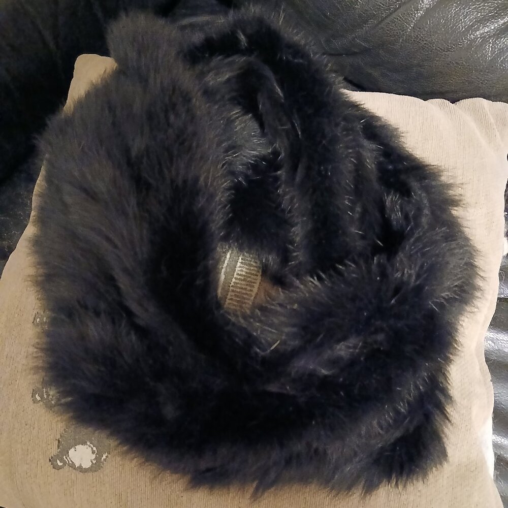 Badgley Mischka Infinity Scarf | Rabbit Fur | Black